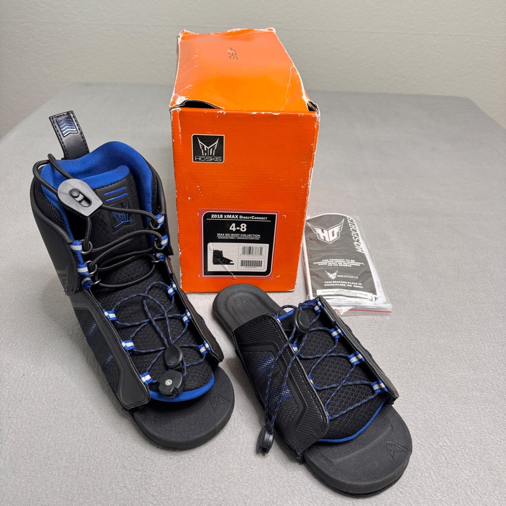 HO Water Ski Boot Mens 4-8 Black Blue Rear Toe Plate Set 2018 xMAX DirectConnect